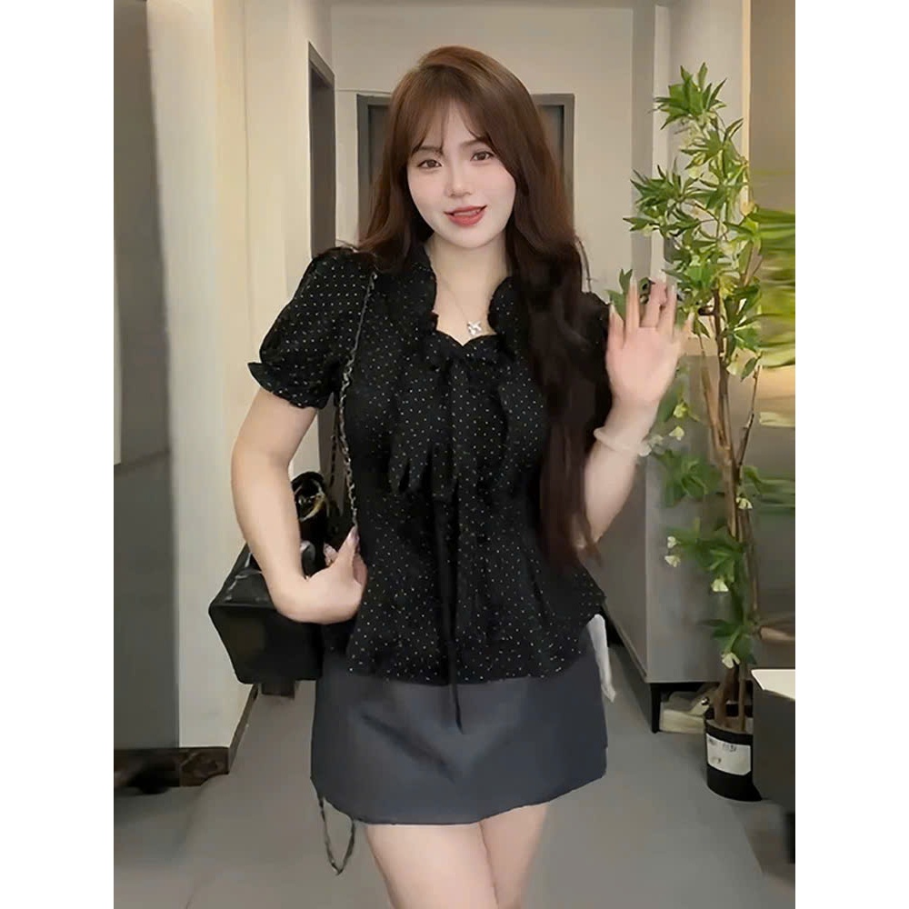 Áo Thiết Kế Nơ Tay Bồng A16 Áo Kiểu Nữ Đi Chơi Đi Tiệc Sang Xinh Đủ Size 40–90kg | BigBuy360 - bigbuy360.vn