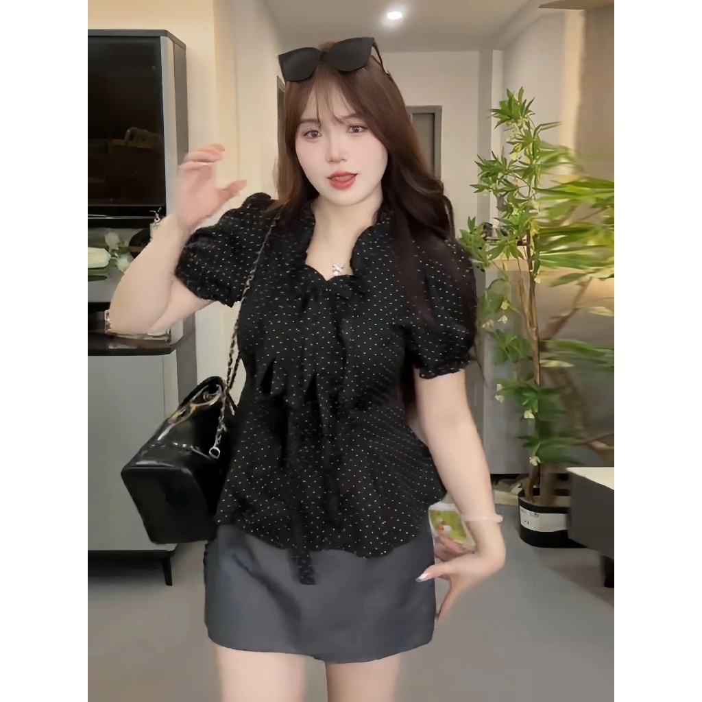 Áo Thiết Kế Nơ Tay Bồng A16 Áo Kiểu Nữ Đi Chơi Đi Tiệc Sang Xinh Đủ Size 40–90kg | BigBuy360 - bigbuy360.vn