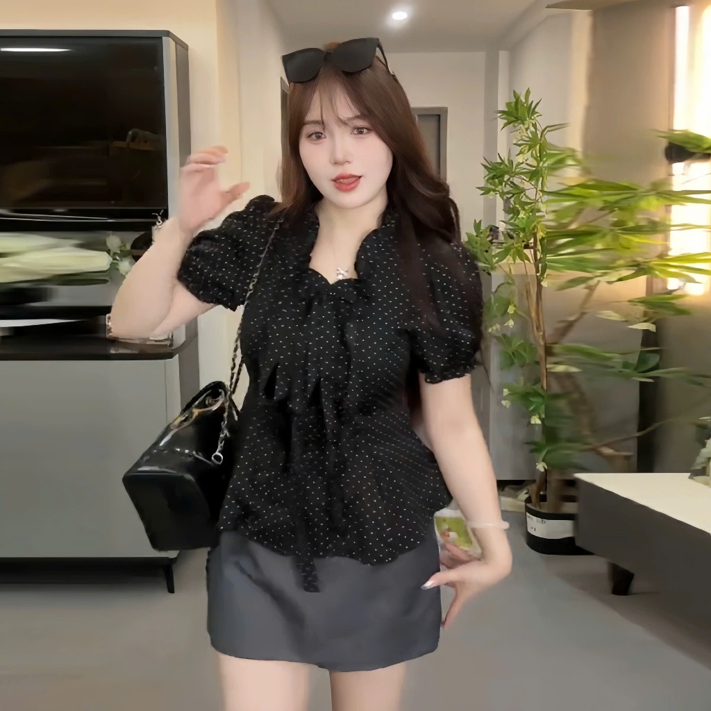 Áo Thiết Kế Nơ Tay Bồng A16 Áo Kiểu Nữ Đi Chơi Đi Tiệc Sang Xinh Đủ Size 40–90kg | BigBuy360 - bigbuy360.vn