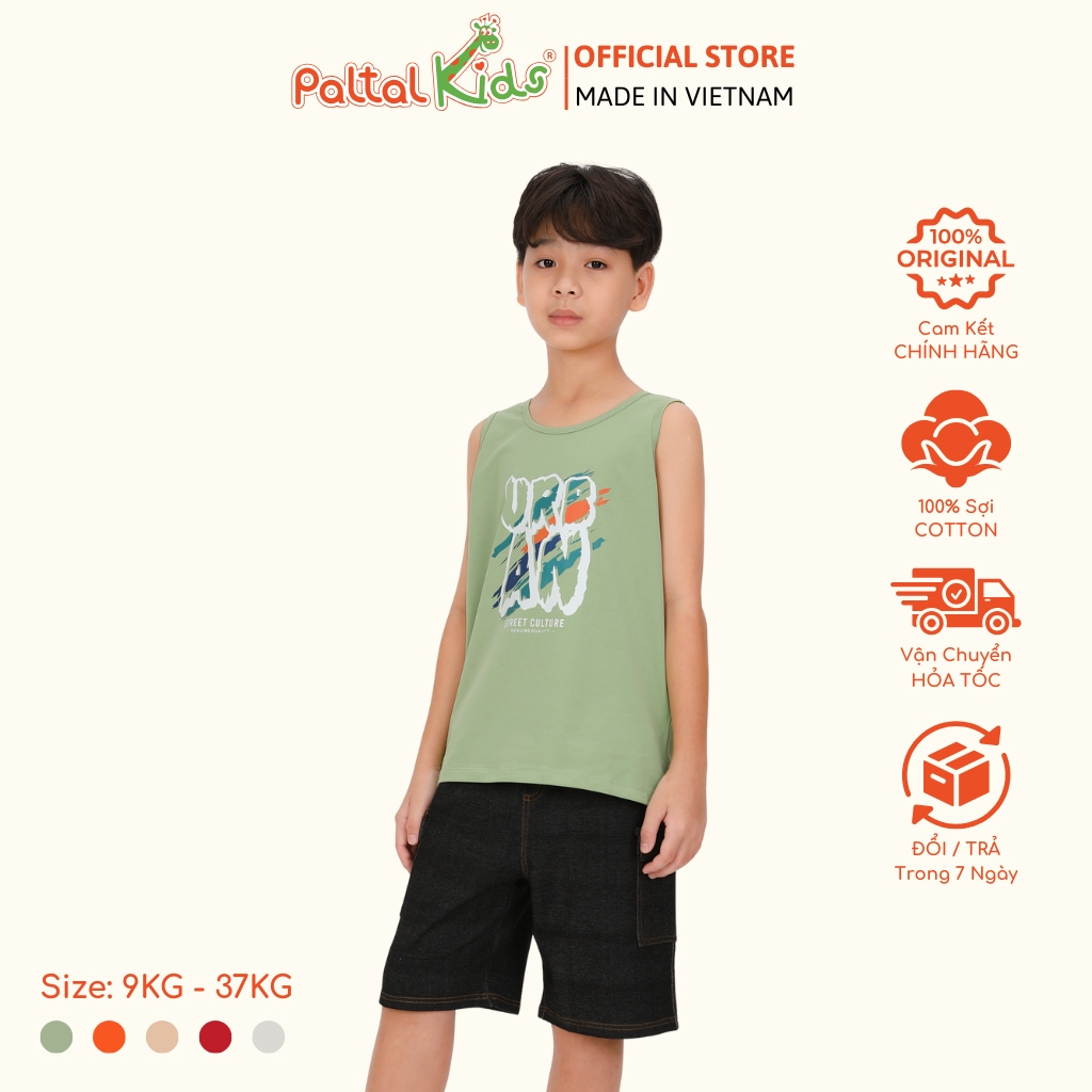 [PALTAL KIDS] Áo Thun Ba Lỗ Cotton Mỹ Bé Trai Cao Cấp - 020 1418