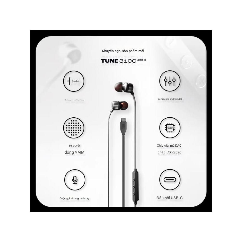 Tai nghe JBL TUNE 310C loại cáp Type-C, có mic và điều khiển dây, chất lượng cao | BigBuy360 - bigbuy360.vn
