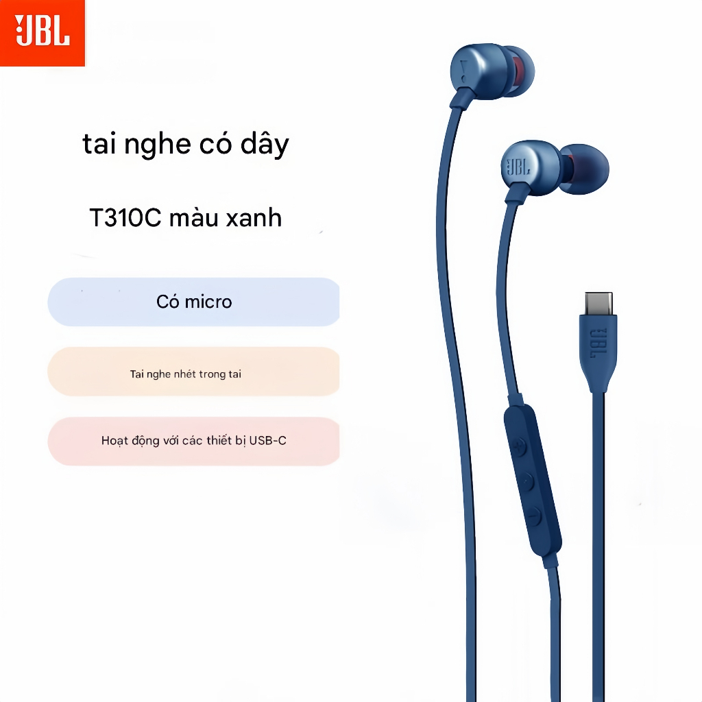 Tai nghe JBL TUNE 310C loại cáp Type-C, có mic và điều khiển dây, chất lượng cao | BigBuy360 - bigbuy360.vn