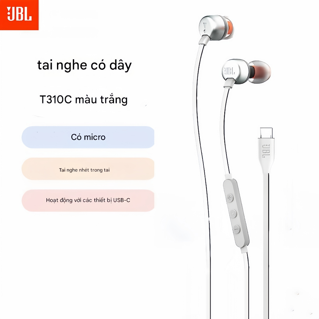 Tai nghe JBL TUNE 310C loại cáp Type-C, có mic và điều khiển dây, chất lượng cao | BigBuy360 - bigbuy360.vn