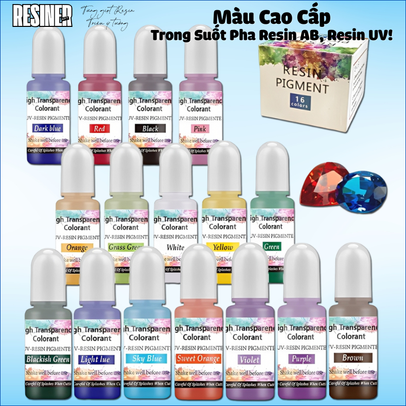 Màu Cao Cấp Trong Suốt Pha Resin AB Resin UV Màu Đá Quý