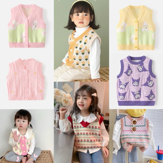 (Hàng hot 2024-QCCC) Áo gile len cho bé gái 1-8 tuổi họa tiết hoa, họa tiết kẻ cực xinh cực đẹp