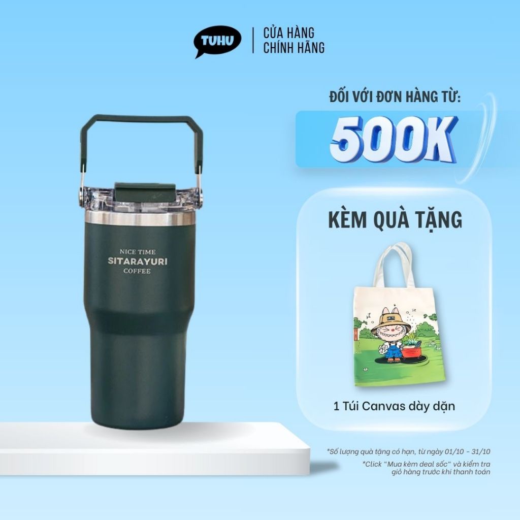 Ly giữ nhiệt khắc tên SITARAYURI 600ml/900ml, bình giữ nhiệt nóng lạnh có quai xách tiện lợi - TUHUHOUSE