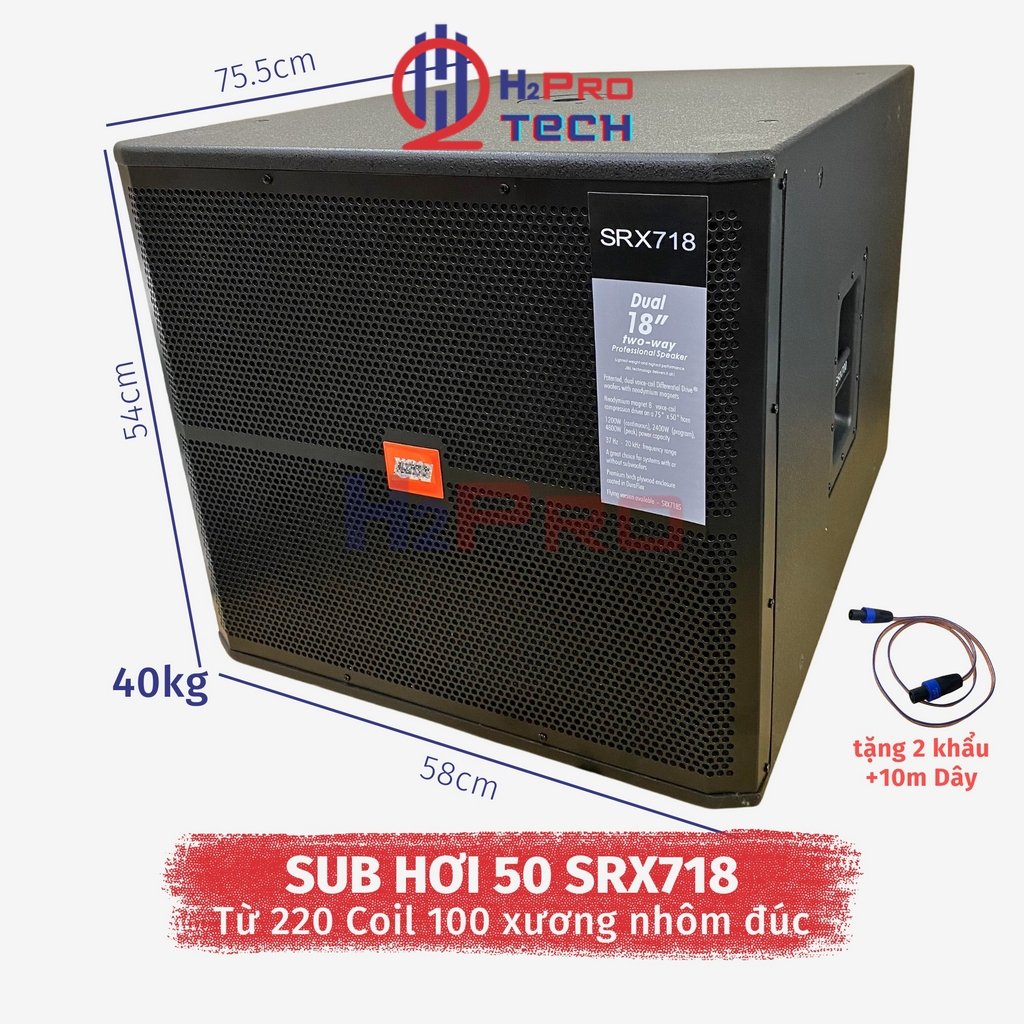 Loa Sub Hơi 50 JB 718 2000W Coil 100 Xương Nhôm Đúc - Tặng Dây Khẩu, Sub Hơi Bass 50 Sự Kiện