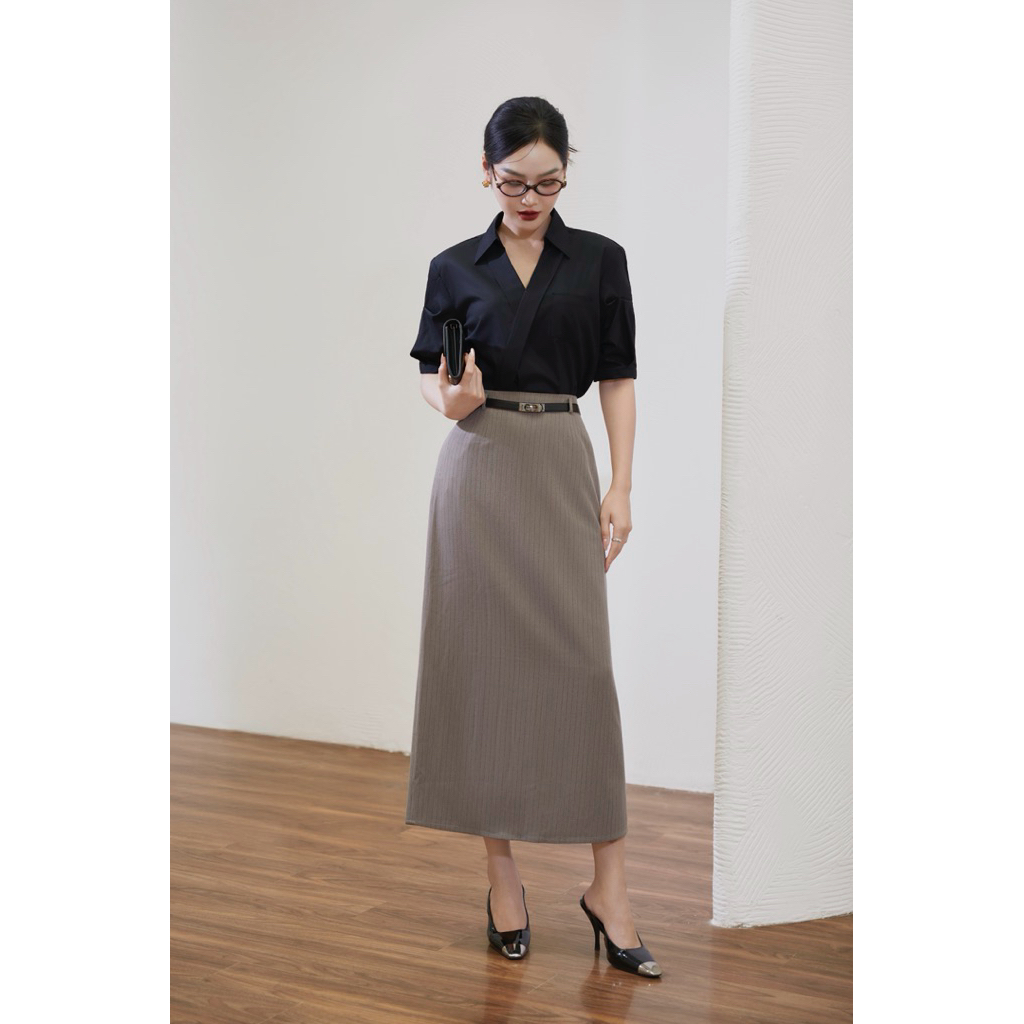 Áo sơmi cổ V tay xếp ly sợi Bamboo cao cấp không nhăn ARÉNE AS029 | BigBuy360 - bigbuy360.vn