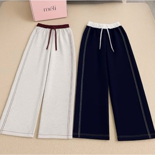  Quần ống rộng phối cạp TitiStore95 dài 95cm cạp cap lưng chun có túi  có dây rút ms 95 