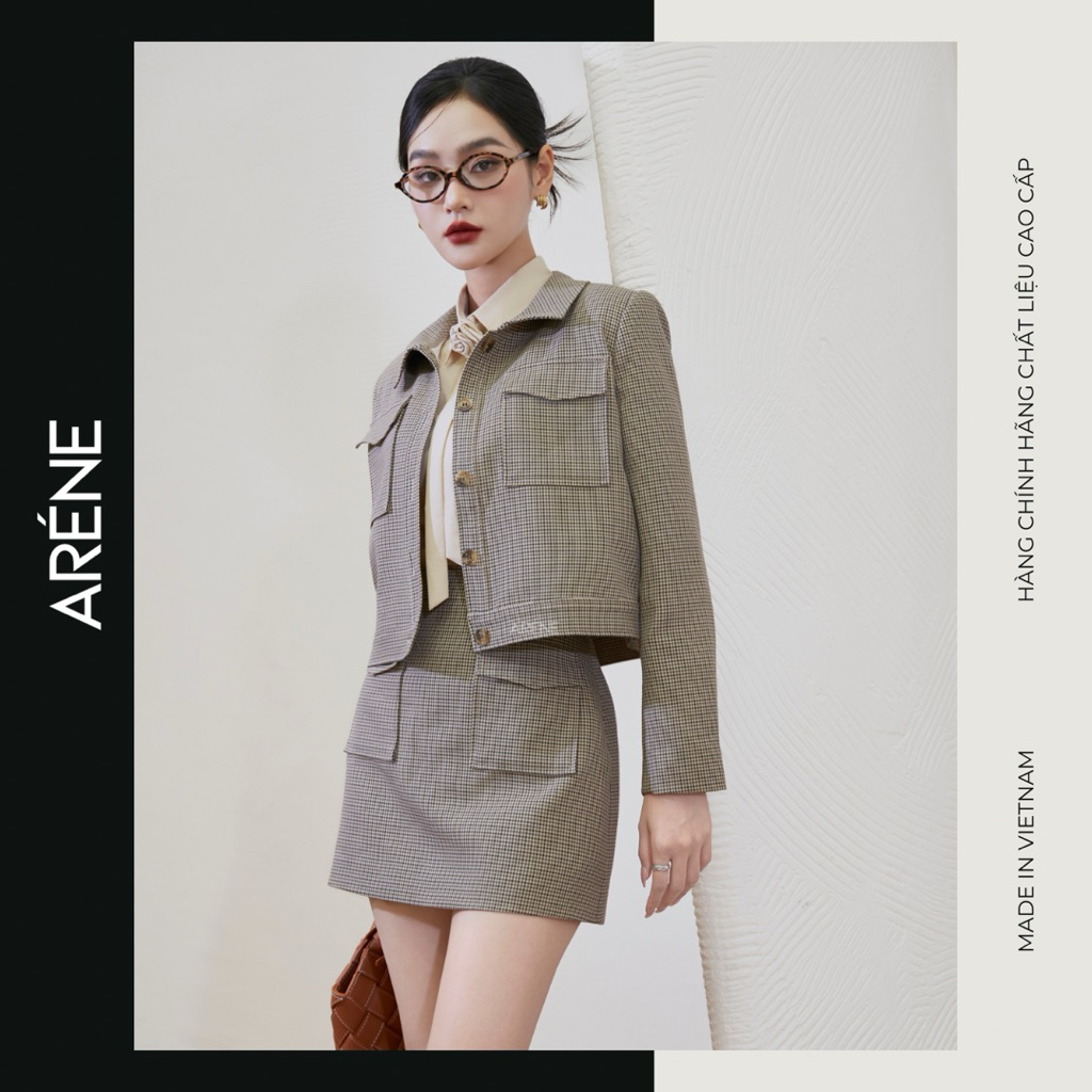 Set áo khoác dáng croptop kèm chân váy kiểu dáng cổ điển ARÉNE AK031 | BigBuy360 - bigbuy360.vn