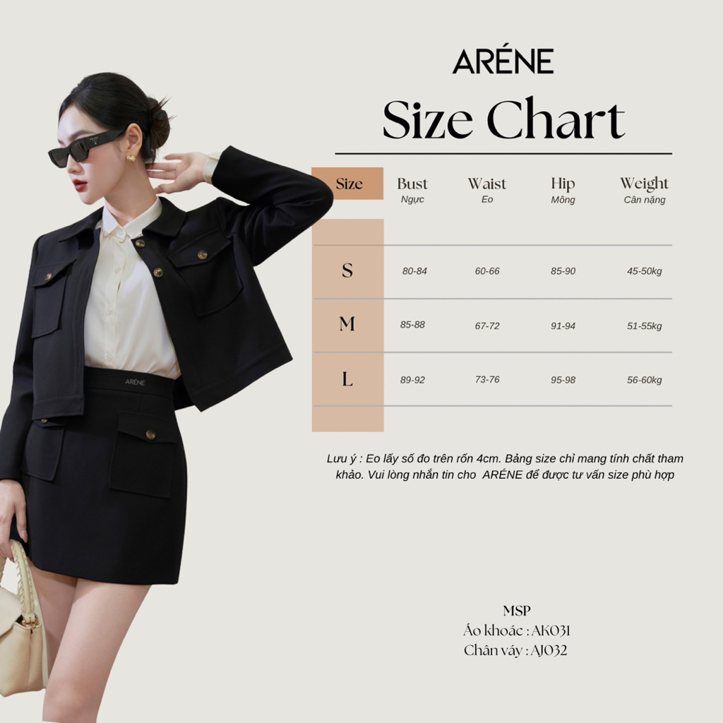 Set áo khoác dáng croptop kèm chân váy kiểu dáng cổ điển ARÉNE AK031 | BigBuy360 - bigbuy360.vn