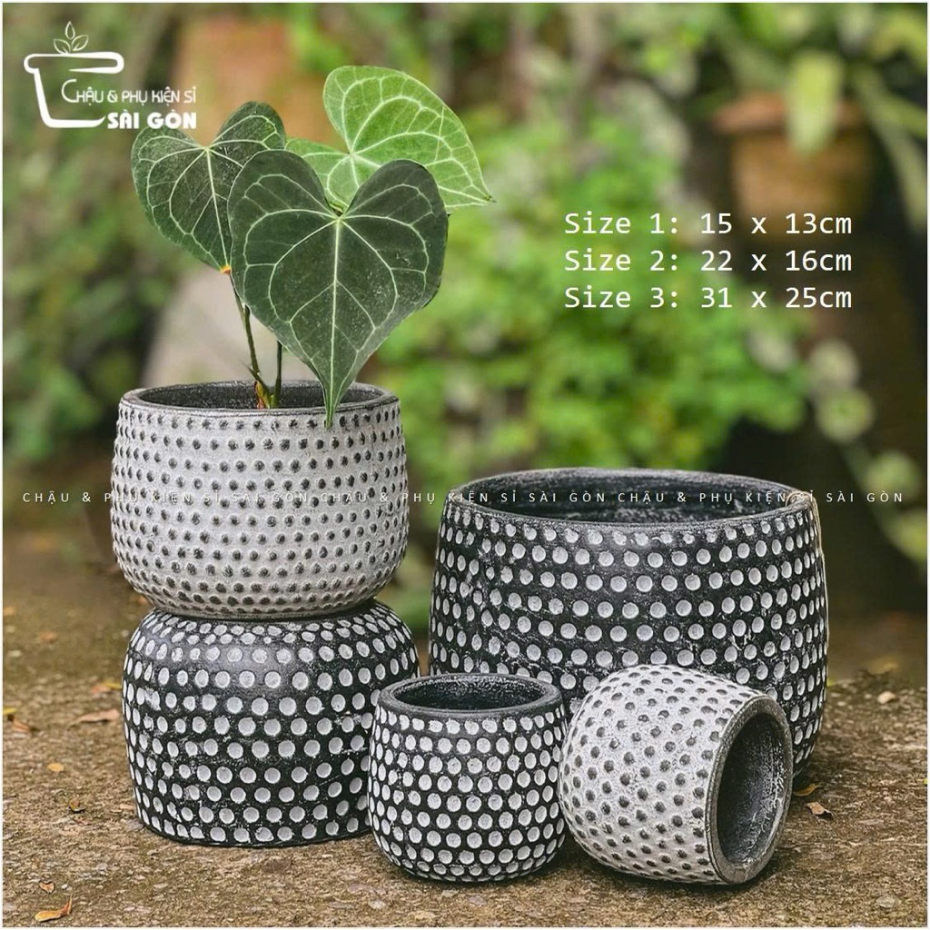 [HOẢ TỐC] Chậu đất nung bầu hoạ tiết chấm bi wax màu tiêu chuẩn châu âu-decor-chậu trồng cây