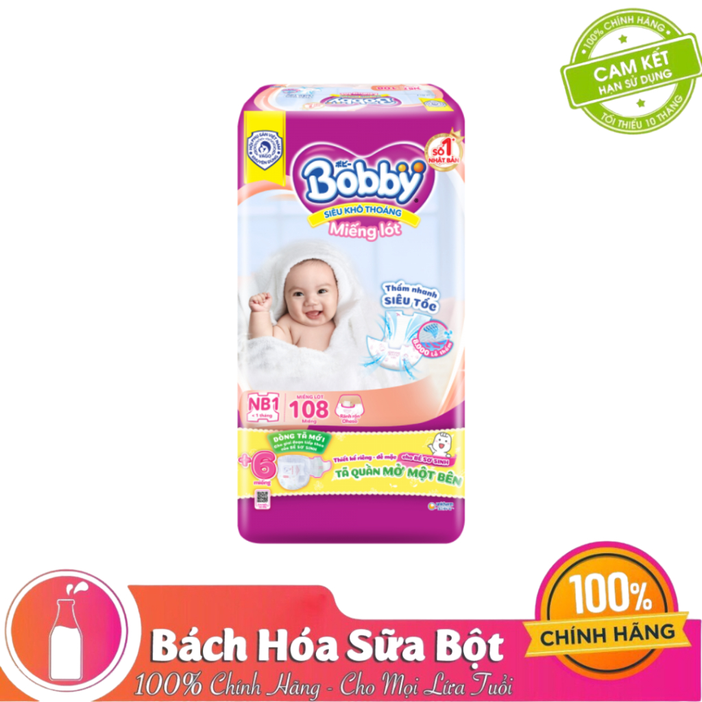 Miếng lót Bobby size NB1 108 miếng (dưới 5kg)