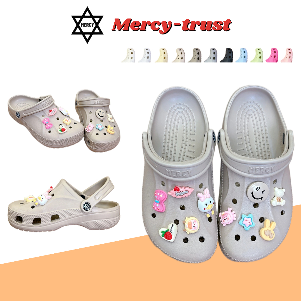 [CHÍNH HÃNG + 10 Charm Ngẫu Nhiên] Dép Sục MERCY TRUST Bazza Clog Classic Đúc Nguyên Khối Nam Nữ Cao 4cm
