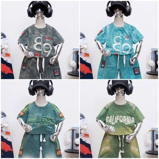   12-56kg  Set bộ thun wash đá dập nổi in chữ  cho bé trai siêu ngầu 