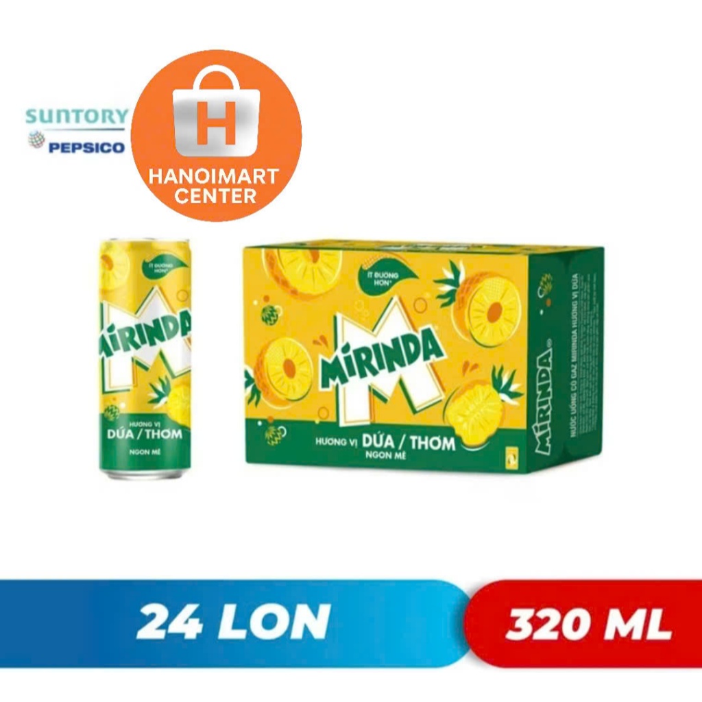 Nước Ngọt Có Ga Mirinda Dứa - Pepsico - Thùng 24 Lon x 320ML