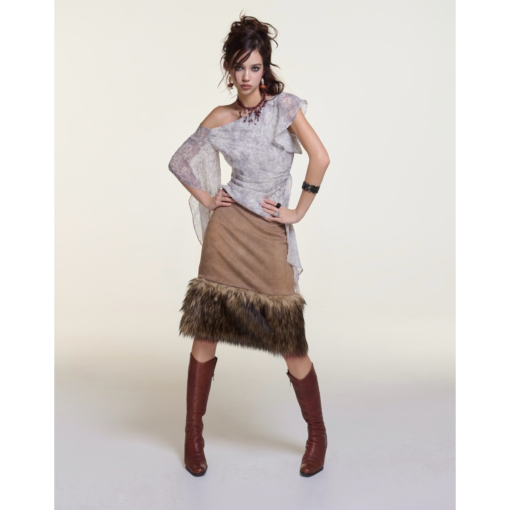 Chân váy lửng phối bản lông INTO.EIGHT thiết kế (FAWN SKIRT)