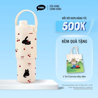 Ly giữ nhiệt khắc tên SIMPLE 735ml có quai xách, bình giữ nhiệt inox 316 phủ gốm có ống hút - TUHOUSE