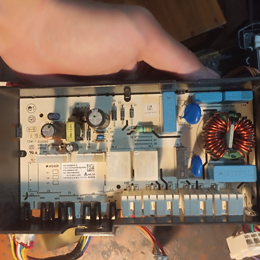 Bo mạch nguồn máy giặt Beko 8649, 9649b tháo máy cũ OK