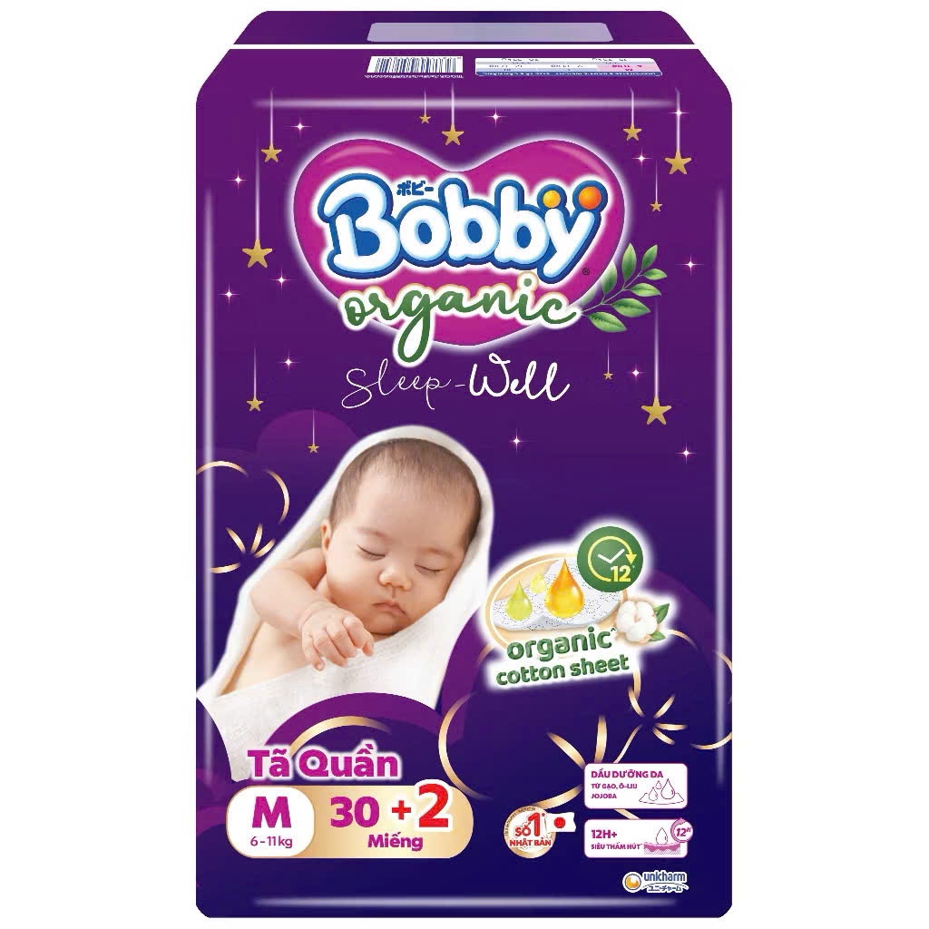 [KO QUÀ] BỈM QUẦN BOBBY ORGANIC SLEEP WELL ĐỦ SIZE CHO BÉ