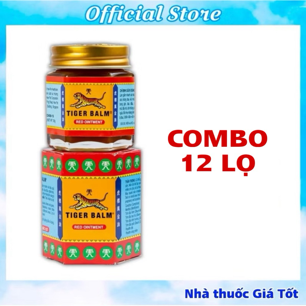 COMBO 12 LỌ CÙ LÀ TIGER BALM ĐỎ (TIGER BALM RED OINTMENT)