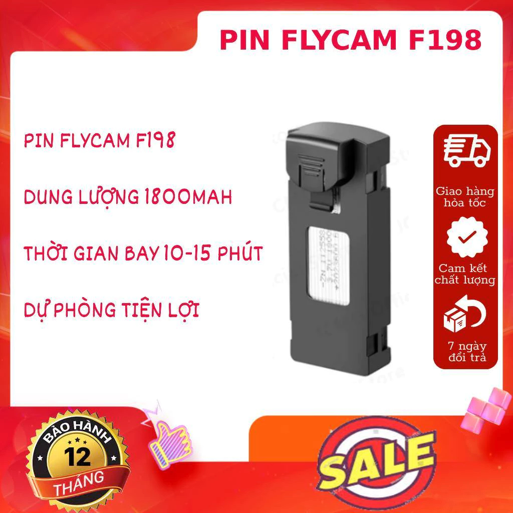 Pin Flycam F198 Dung Lượng 3.7V dung lượng 1800mah dễ thay thế