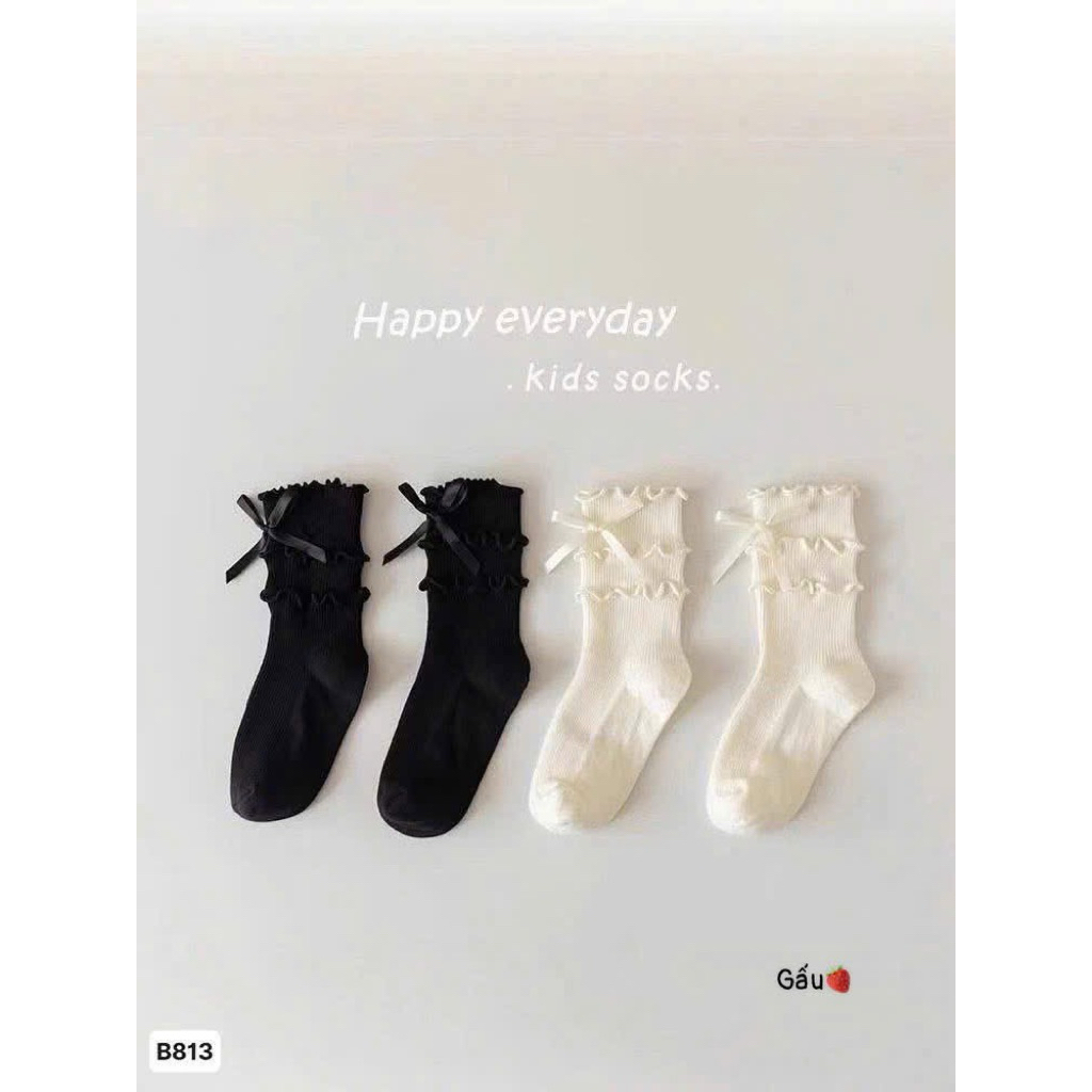 Tất cao cổ nơ bèo cho bé gái