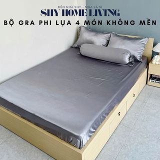  Bộ Gra Gối Phi Lụa Chất Liệu Mát Mịn Cao Cấp - Combo 4 Món Gra Gối Nằm Và Gối Ôm - Shy Home Living 