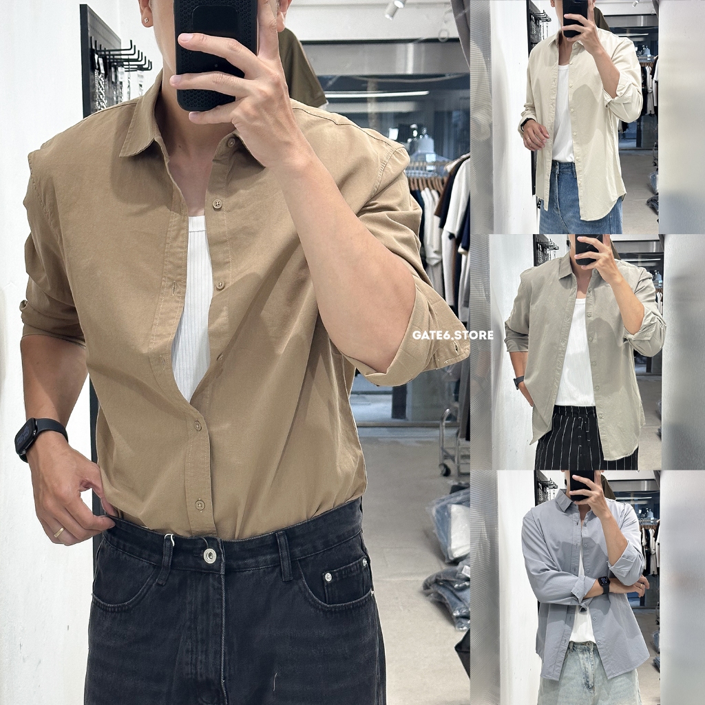 Áo Sơmi Kaki Nam NM, áo thô cổ bẻ trơn cotton 2088 - GATE6 - 5217