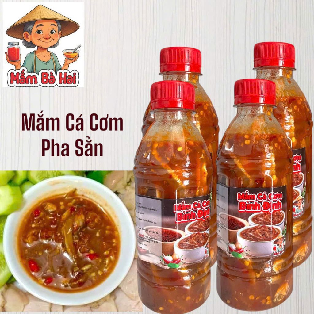 4 chai Mắm Cá Cơm Pha Sẳn ( chai 330ml ) mắm cá cơm, mắm miền trung, đặc sản miền trung, sốt chấm, n