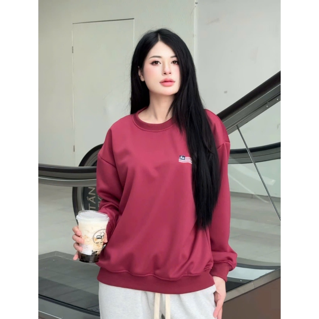 Áo sweater thêu cờ Mỹ nỉ 2 da cao cấp áo nỉ nữ dài tay bo gấu nhiều màu hottrend hàng loại đẹp A24 PANOSI | BigBuy360 - bigbuy360.vn