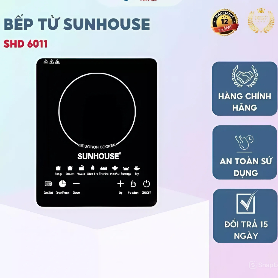 Bếp Từ SUNHOUSE Thế hệ mới SHD6011 Bảo Hành 12 Tháng, Bếp Từ Đơn Công suất 2200W Điều khiển cảm ứng