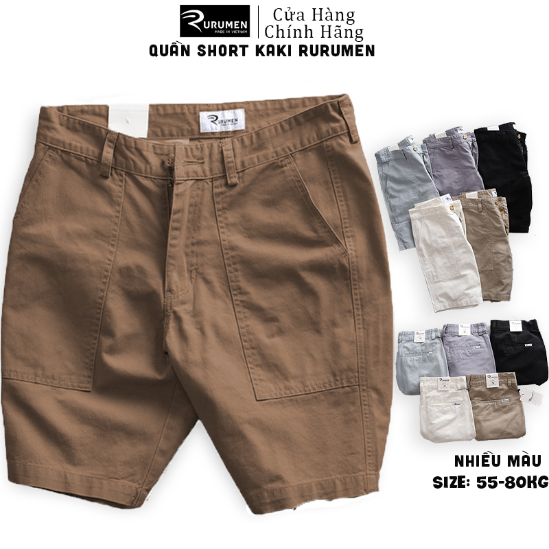  Quần Short Nam Kaki Vnxk - Quần Sọt Nam Rurumen - Quần Ngắn Nam Big Size - Quần Short Kaki Nam Màu Trắng Đen Xám Kem 