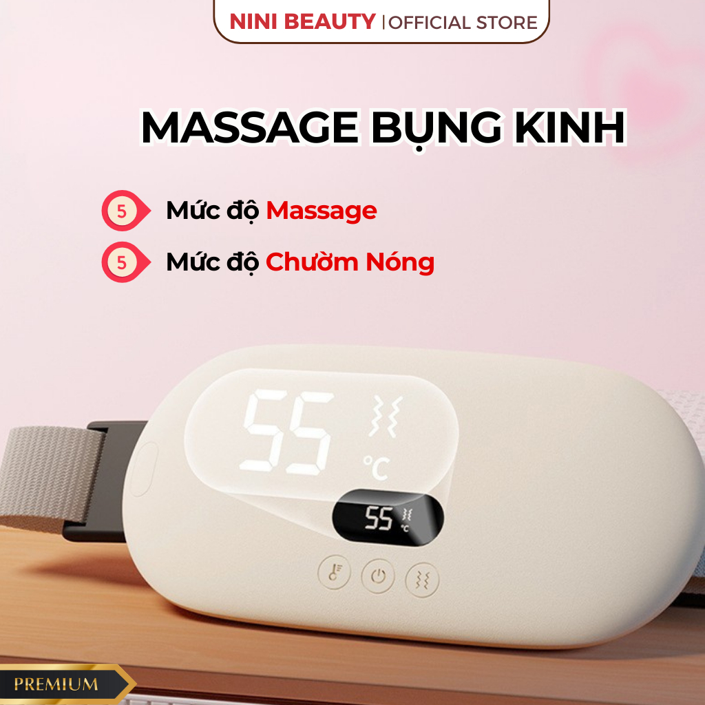 Máy Massage Chườm Nóng Giảm Đau Bụng Kinh Premium - Đai massage bụng lưng - Quà Tặng Bạn Gái