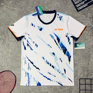   Freeship  Áo Cầu Lông Yonex Trắng Phối Xanh Ấn Tượng Áo Thể Thao Mới Vải Co Giãn Thông Thoáng 