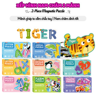 Đồ chơi trí tuệ, xếp hình nam châm 2 mảnh cho bé, mảnh ghép to dày dặn, hộp đựng nhỏ xinh TIGERTOYS