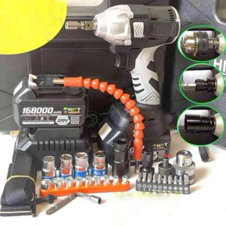 Máy siết bulong Hitachi, máy khoan pin 220V không chổi than khoan , vít, siết ốc +Full phụ kiện