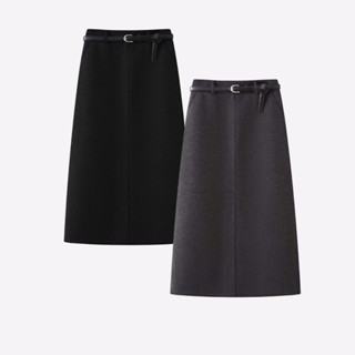  Chân váy dạ UMI dáng xuông A sẻ sau dài 90cm tặng kèm đai thời trang thu đông 2025 -V8530 