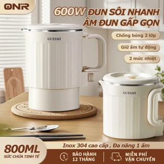 Ấm Siêu Tốc Ấm Đun Nước 800ML, Ấm Đun Nước Điện Inox 316 Gấp Gọn, 600W Chống Bỏng Hai Lớp