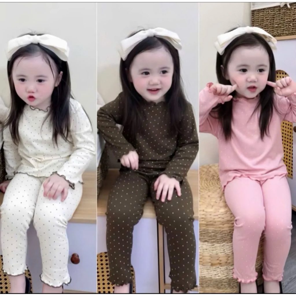 Bộ dài tăm lạnh cổ bèo cho bé, bộ dài tay bé gái