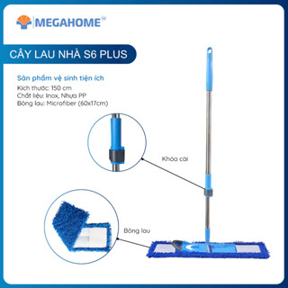 Cây lau nhà công nghiệp 45, 60cm Megahome S6 Plus, cây lau nhà tự vắt size lớn phù hợp công ty, bệnh viện, hộ gia đình