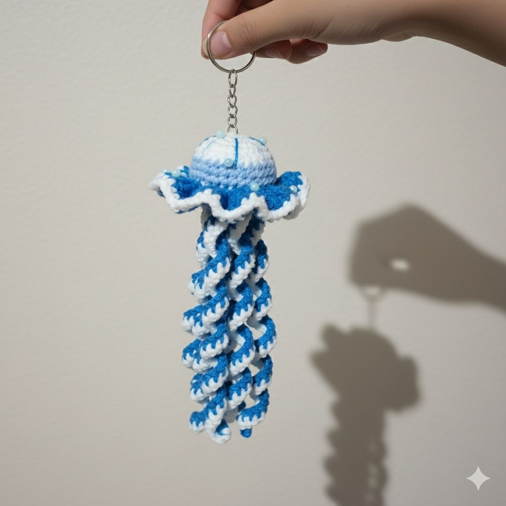 móc khóa len con sứa