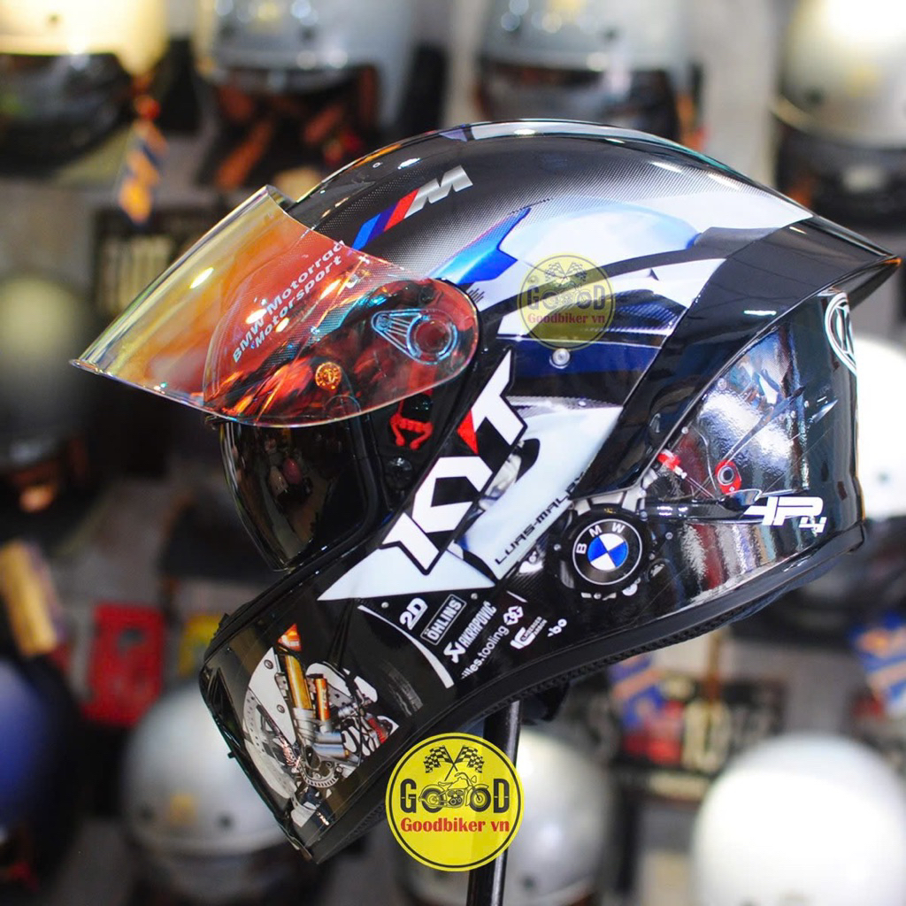 Royal M266 Mũ bảo hiểm Fullface 2 kính tem BMW