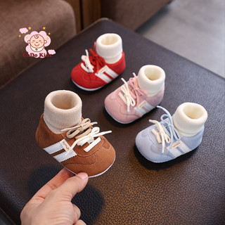  Giày Cho Bé Sơ Sinh 0-18 Tháng Tuổi Liền Tất Buộc Dây Đế Mềm Chống Trượt Dễ Thương Cho Bé Tập Đi 
