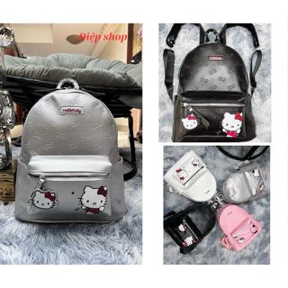 Balo da hàng quảng châu cao cấp in hình kitty phim hoạt hinh bản nhiều ngăn size 40 vừa a4 lap