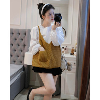  •Kingshopbeauty•Set Áo Len Túi Kèm Sơ Mi Trắng QC 