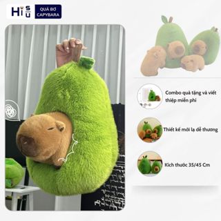  Gấu bông capybara trong trái quả bơ mới lạ dễ thương Thú nhồi bông hình quả bơ capybara chất liệu lông thỏ dài mềm mại 