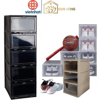  Tủ hộp đựng giày dép nhựa VIỆT NHẬT - 1 3 4 5 tầng nắp trong gấp gọn thông minh - 3868 9 
