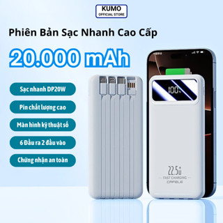  Củ Sạc Nhanh 20000 mAh Kumo 4 Đầu Cáp Có Hỗ Trợ Sạc Nhanh Tích Hợp Cho Mọi Dòng Điện Thoại 