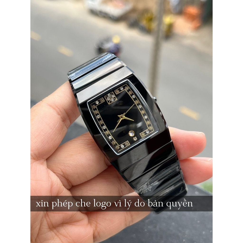 Đồng Hồ Nam Nữ Unisex Roda Sapphire JH6057 , Dây Đá Ceramic , Mặt Chữ Nhật